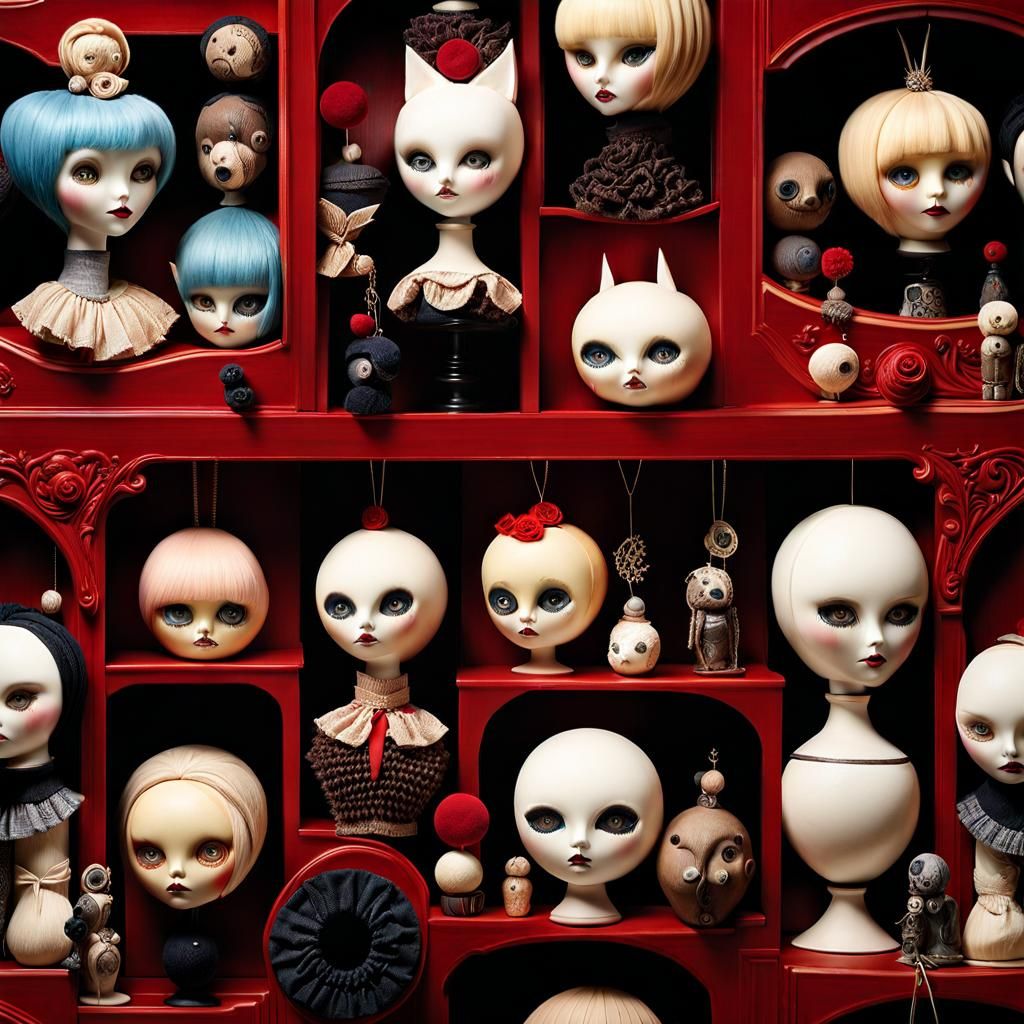 Creepy Ragdolls in Dystopian Candygoth Cityscape