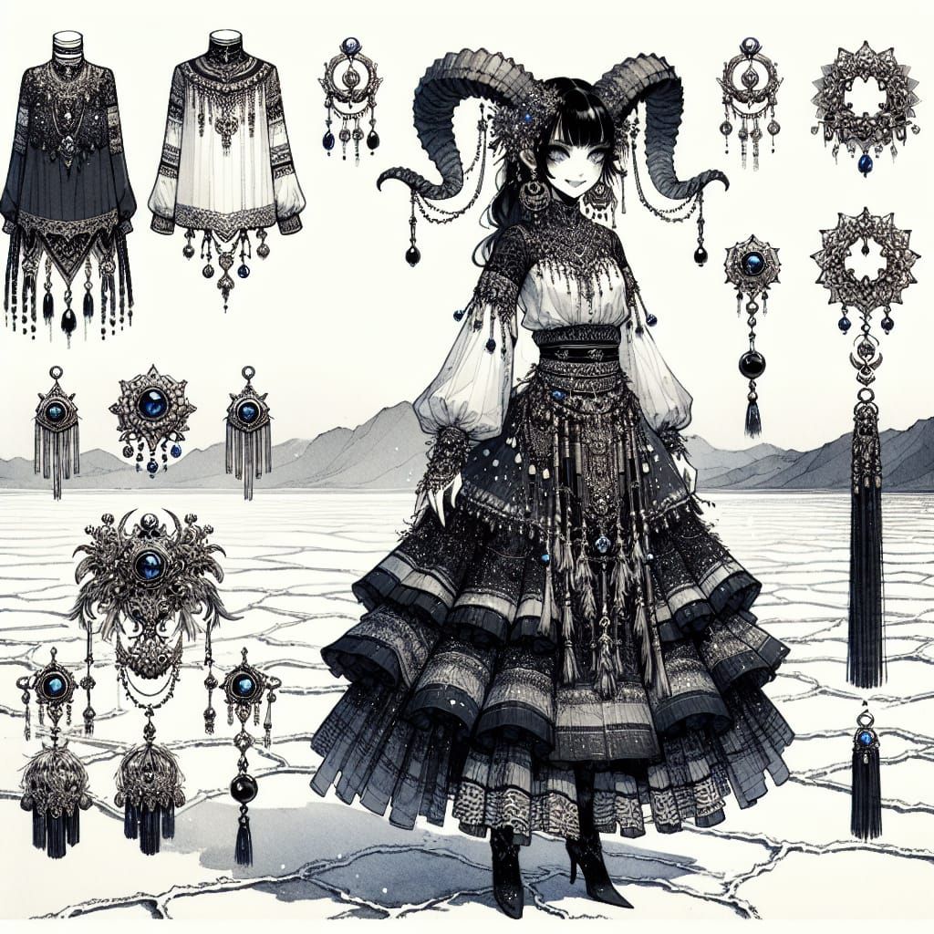 Enchanted Dark Sorceress in Medieval-Inspired Regalia