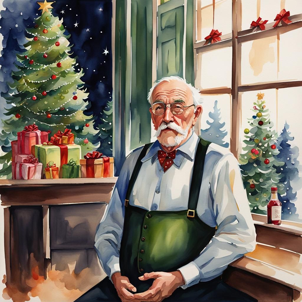 Christmas Eve in a Drunk Tank: Watercolor Scene