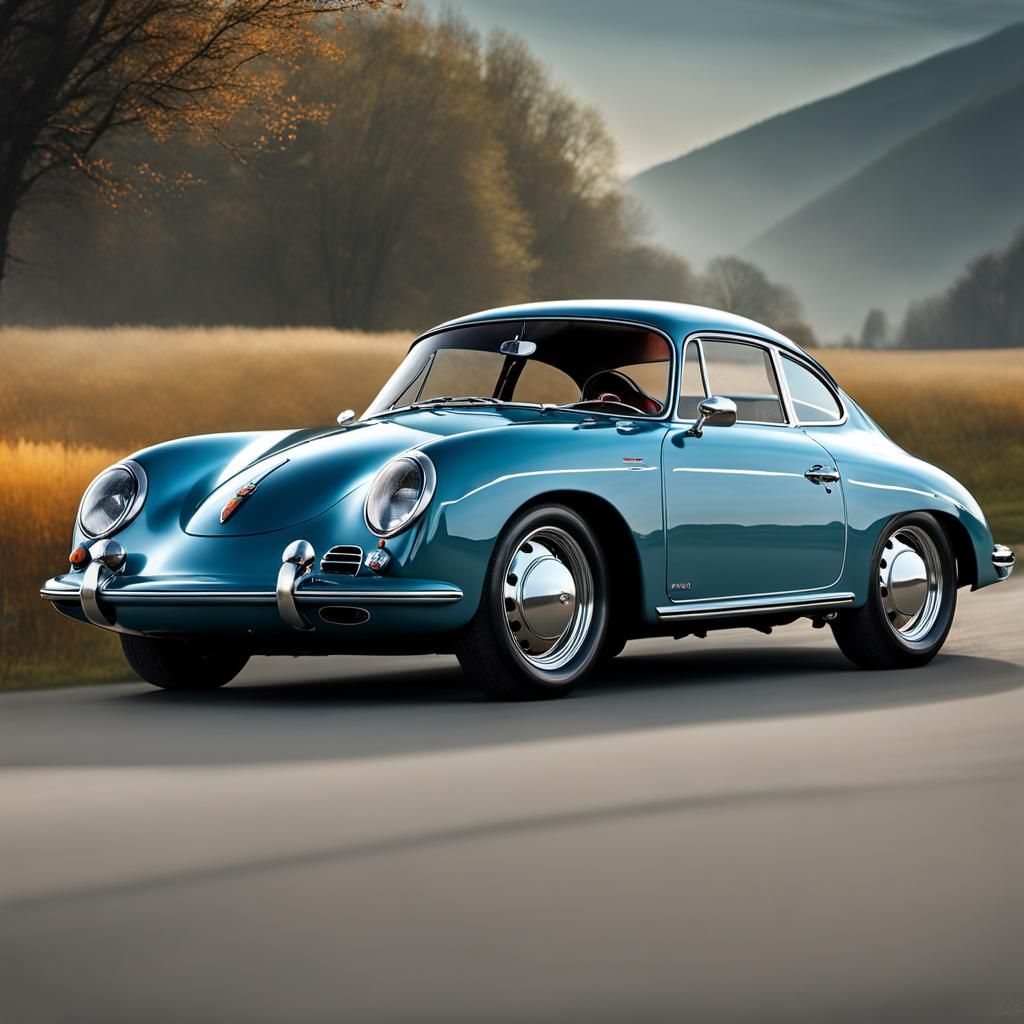 Detailed Porsche 356 in Hyperrealistic Digital Art