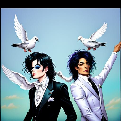 Doves Channeling Michael Jackson in Pastel Art