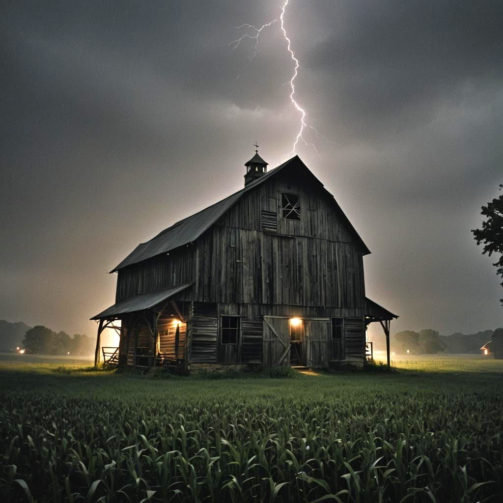 Pennsylvania Bank Barn on Humid Summer Night