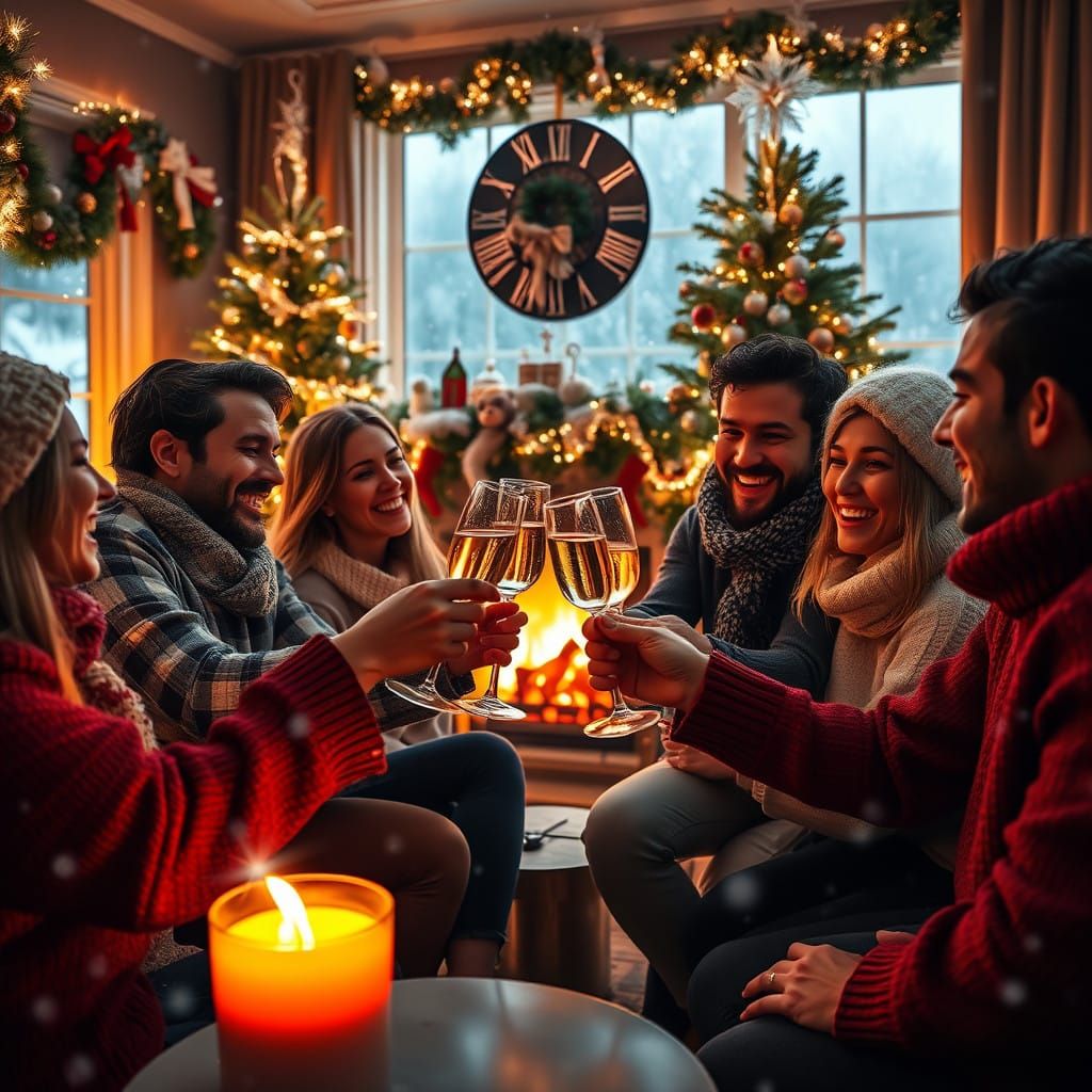 Winter Cheers: Cozy Friends' Toast in a Whimsical Christmas....