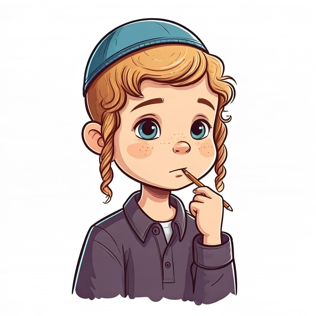 Charming Haredi Boy in Thoughtful Pose