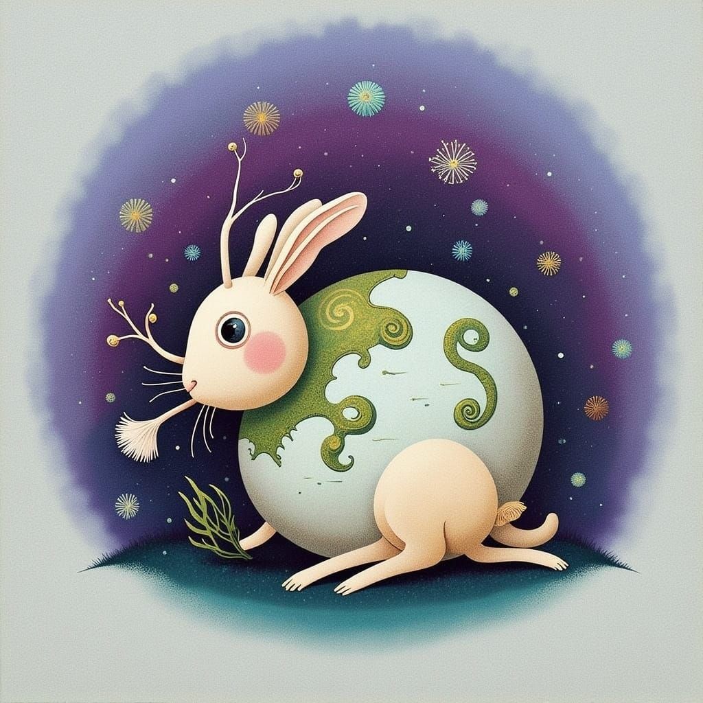 A Whimsical Landscape of a Rabbit's World