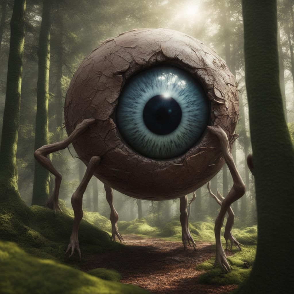 Giant Eyeball Walks Through Forest Aftermath