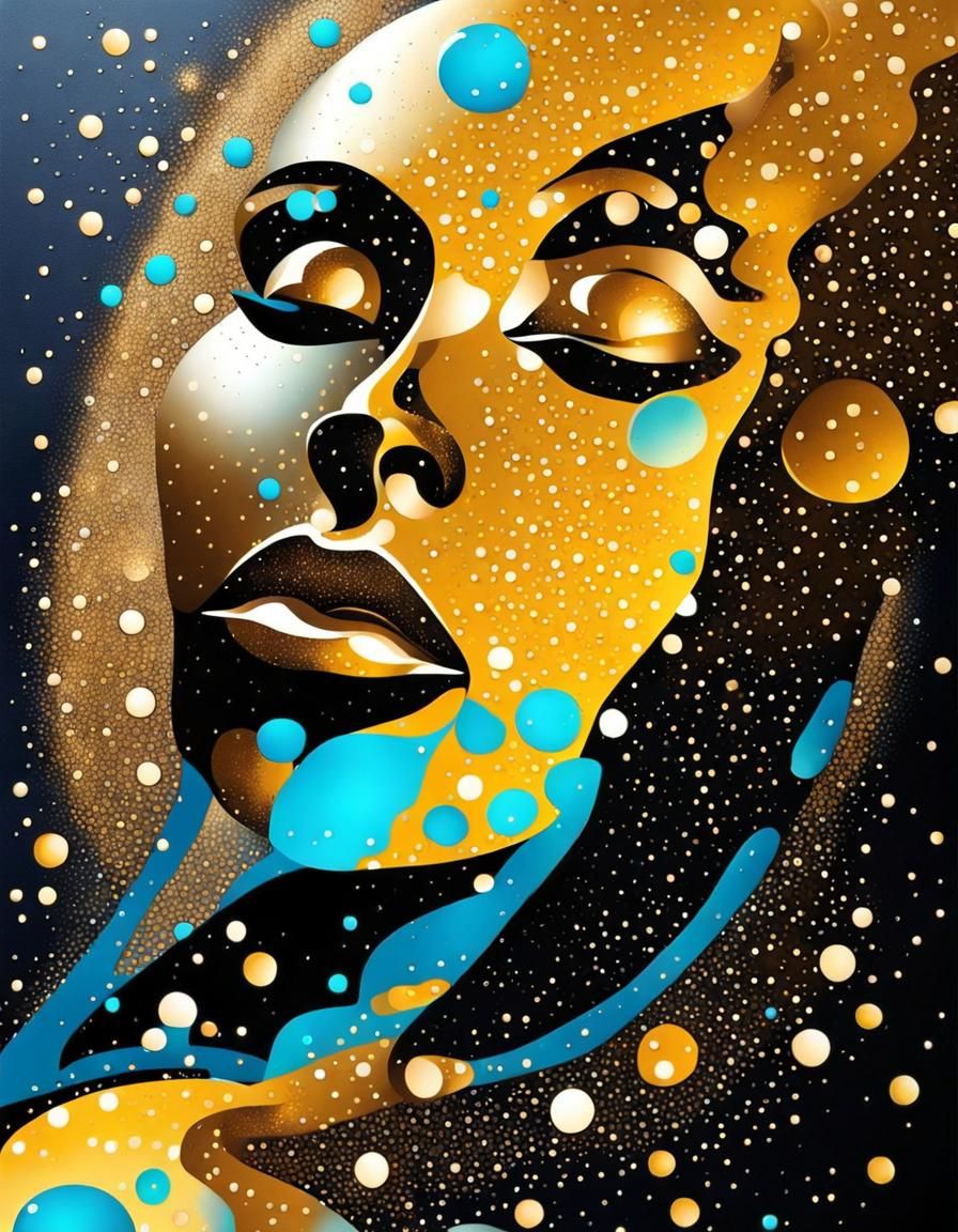 Nautilus Humanoid Portrait in Dot Painting Style