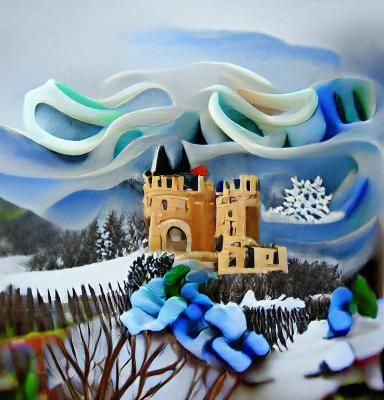 Winter Castle in Quilled Paper Landscape
