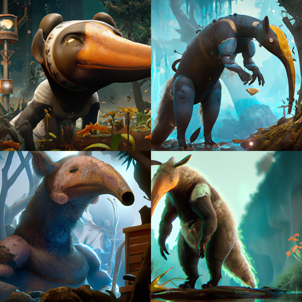 Fantastical Anteater in Detailed Matte Painting Style
