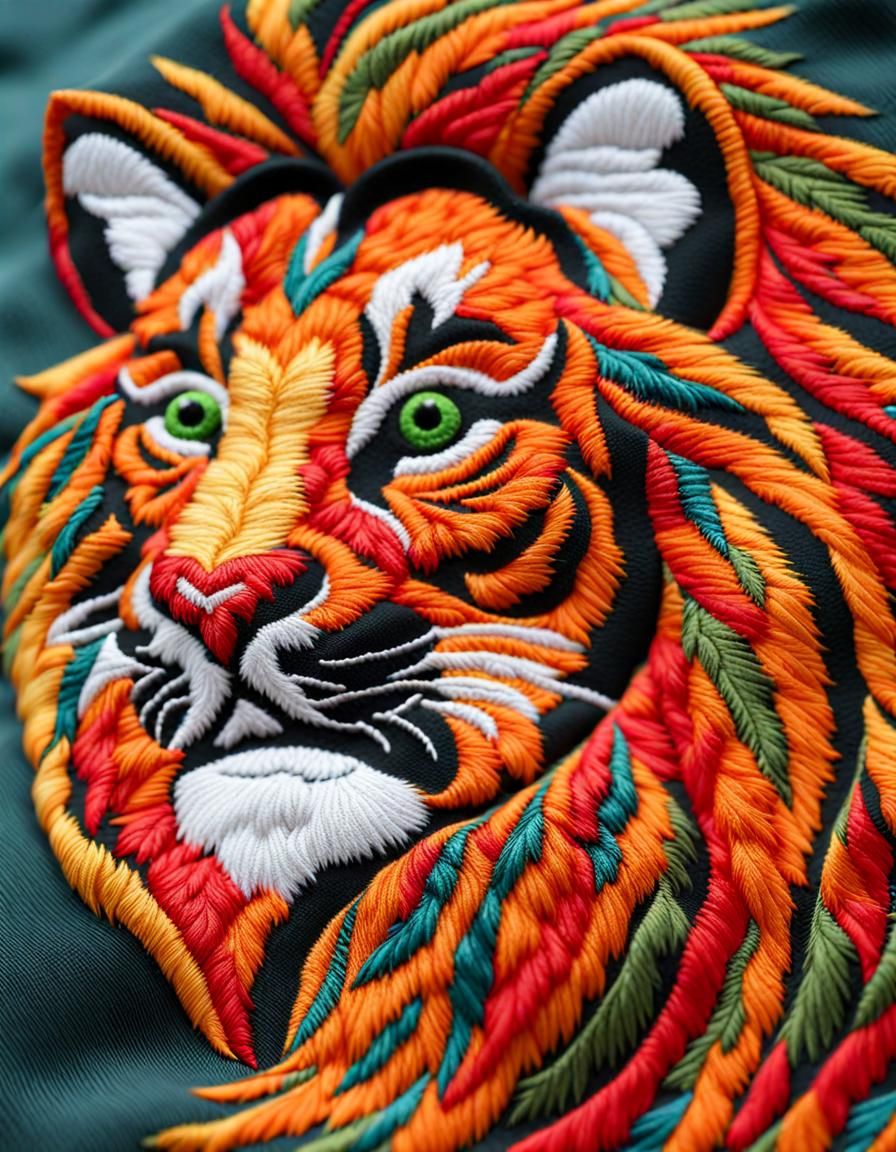 Vibrant Tigon Embroidery in Imperial Colors