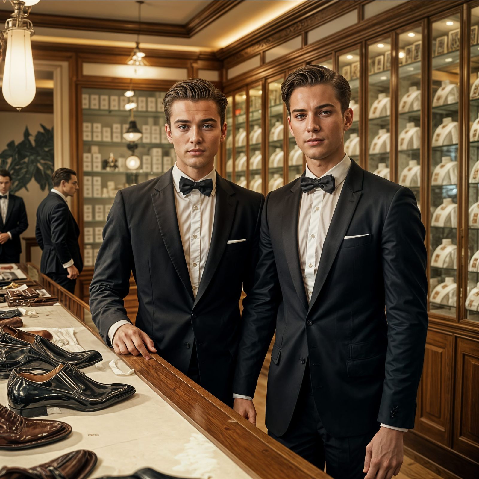 Shirtless Men Serve Customers in 1950s Store
