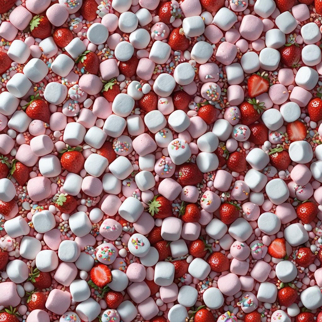 Strawberry Sprinkles and Marshmallows in 3D Anime Art