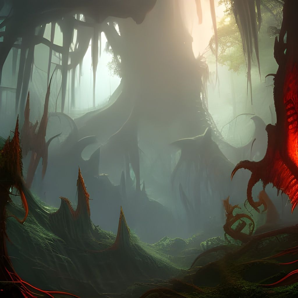 Demonic Eldritch Rainforest Concept Art