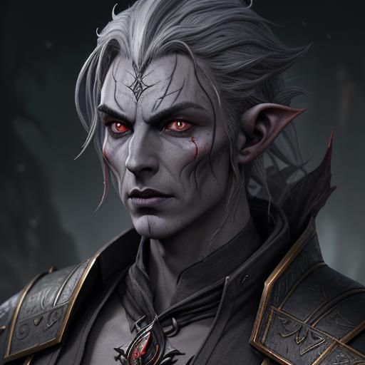 Dunmer Alchemist Portrait in Detailed Matte Painting Style