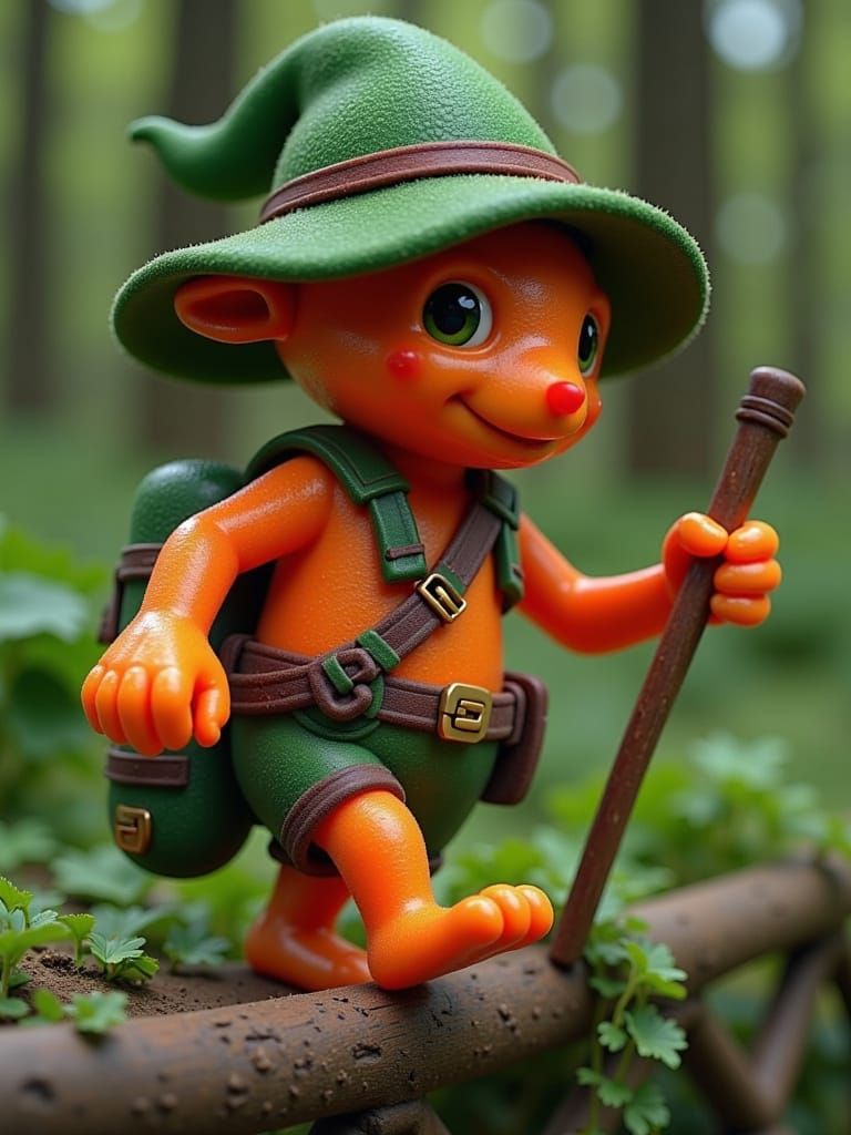 Whimsical Carrot Person on Fence in Potter Style