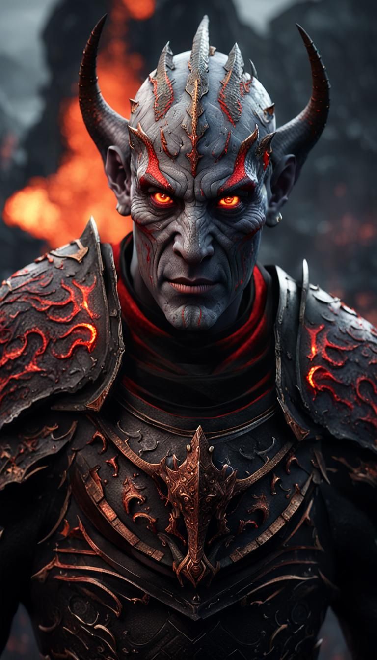 Realistic 3D Dremora Warrior in Daedric Armor