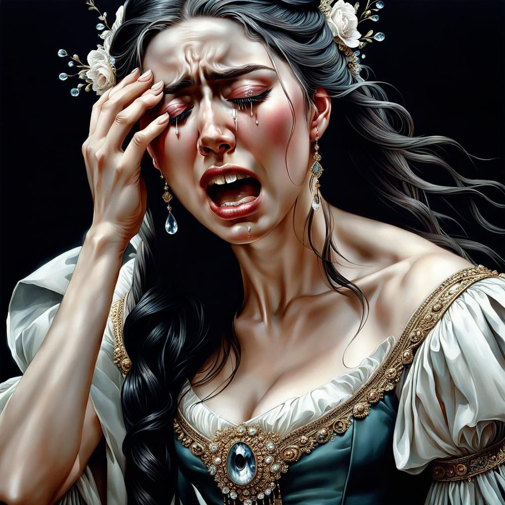 Sad Woman from the 18th Century, Hyperrealistic Portrait