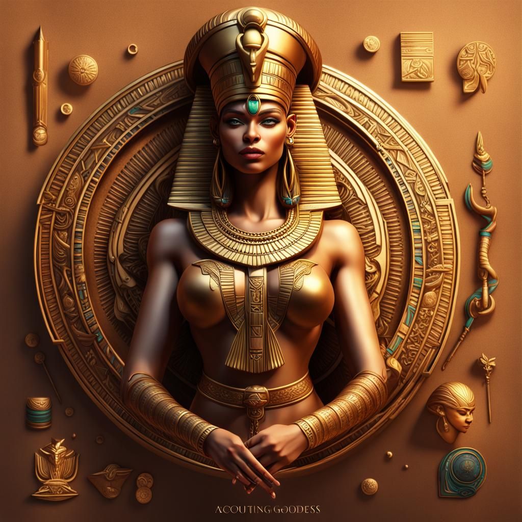 Accounting Goddess Logo: Seshat in Detailed Matte Painting