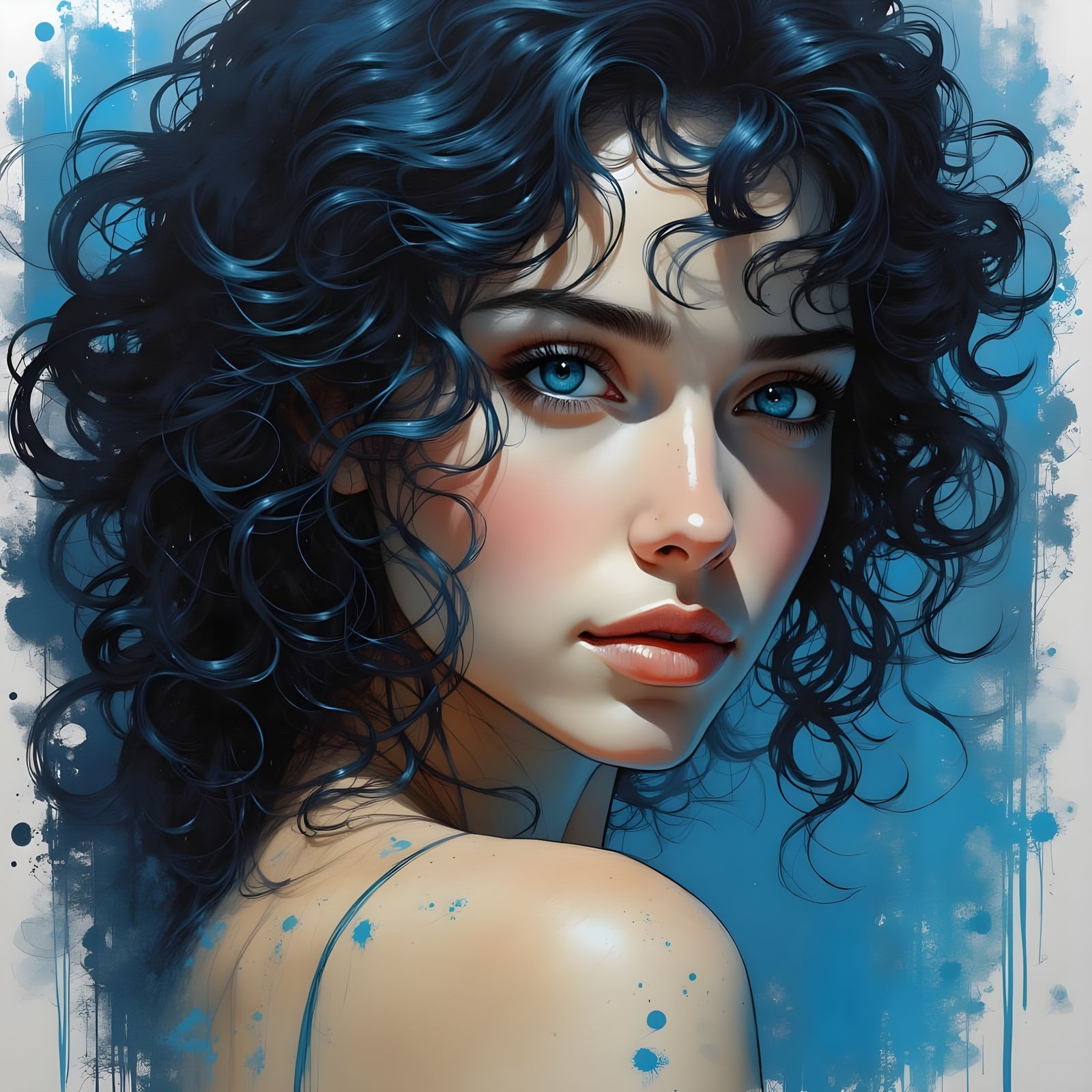 Norse Goddess Portrait with Sapphire Eyes