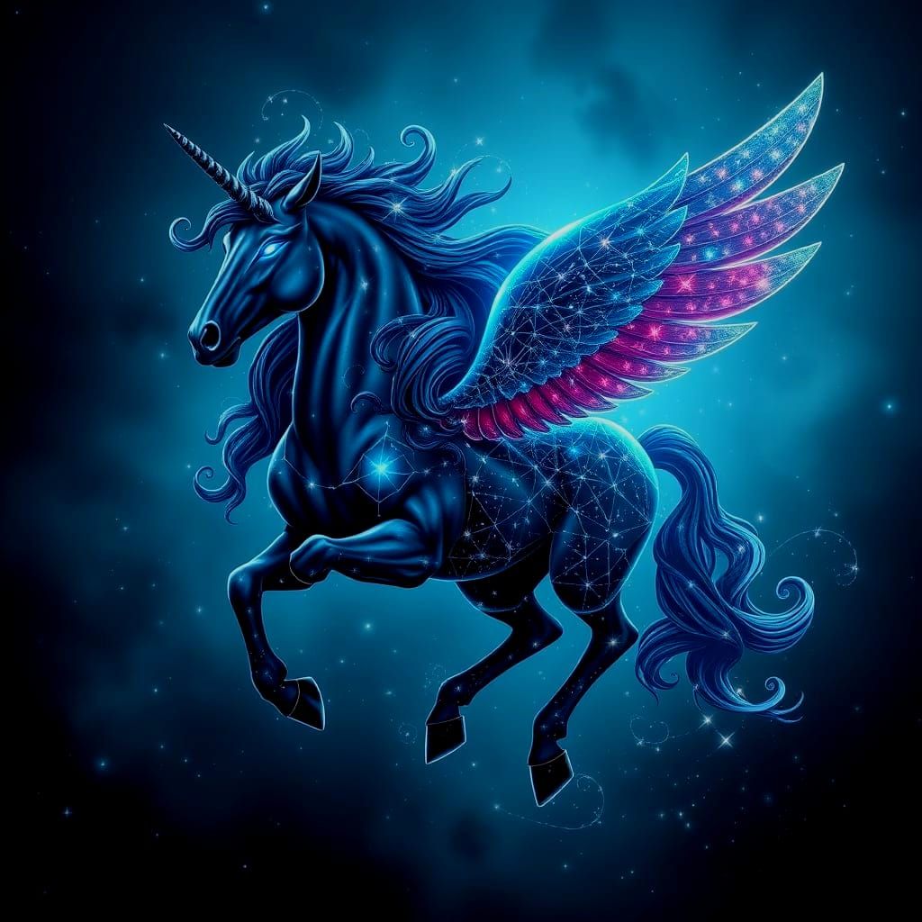 Mystical Cosmic Centaur in a Starry Thunderstorm