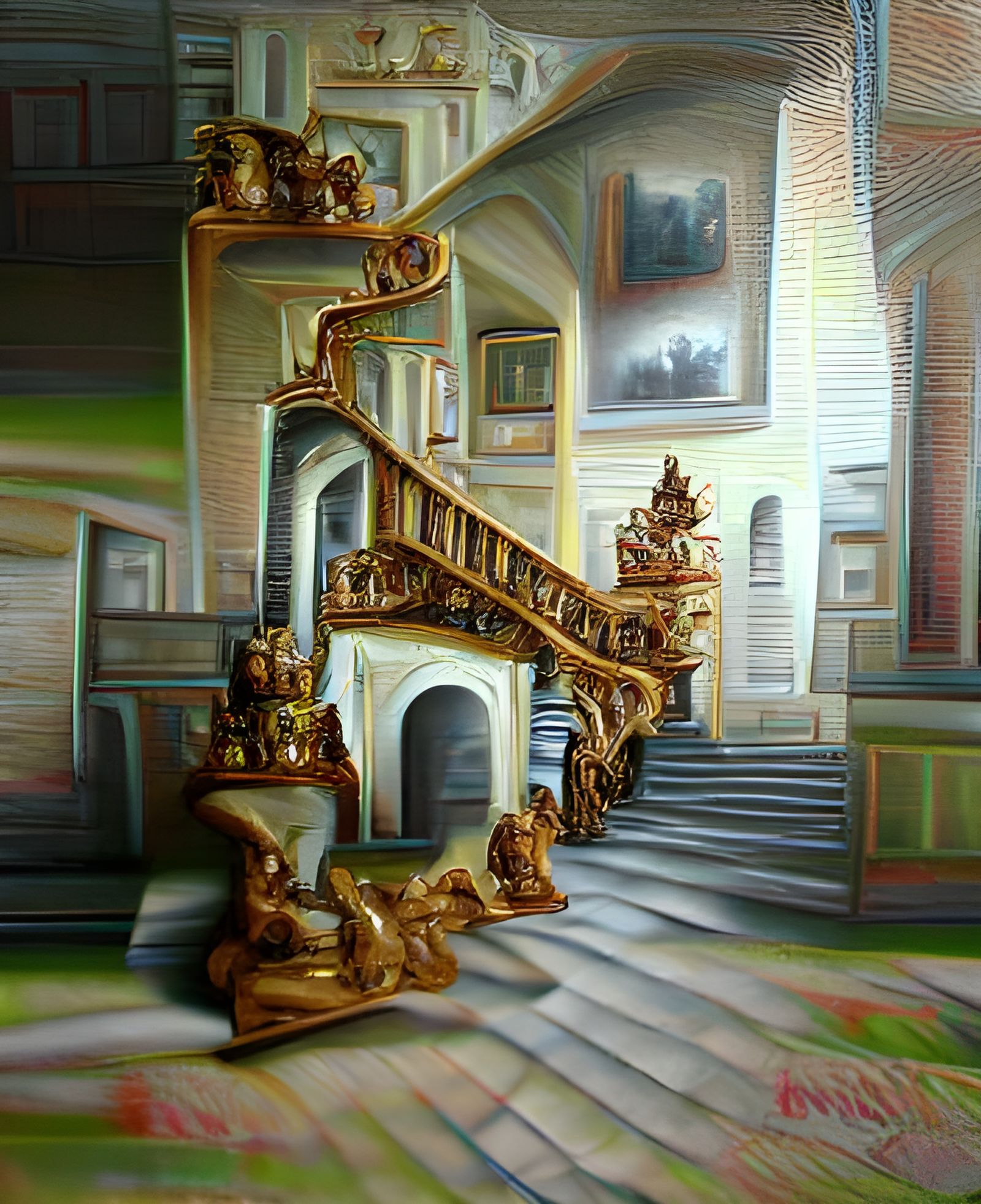 Baroque Palace Stairway in Flemish Style, 3D Render
