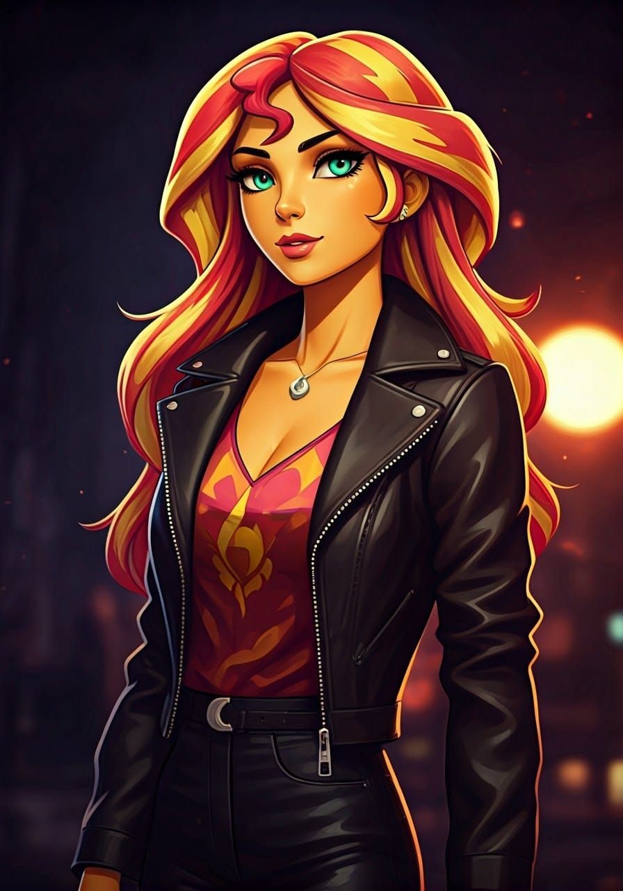 Gangster Sunset Shimmer: 8K Detailed Concept Art