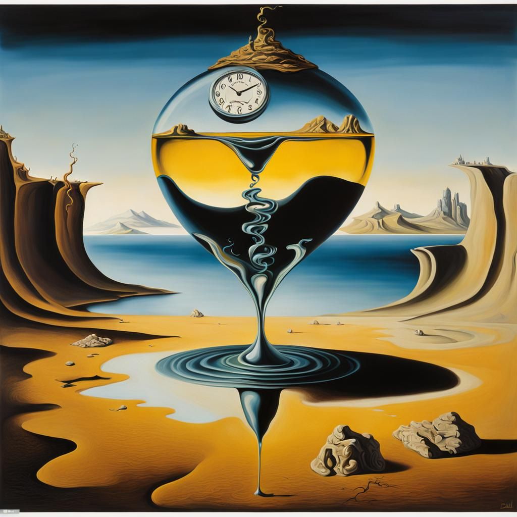 Surreal Melting Clocks in Oil, Salvador Dali Style