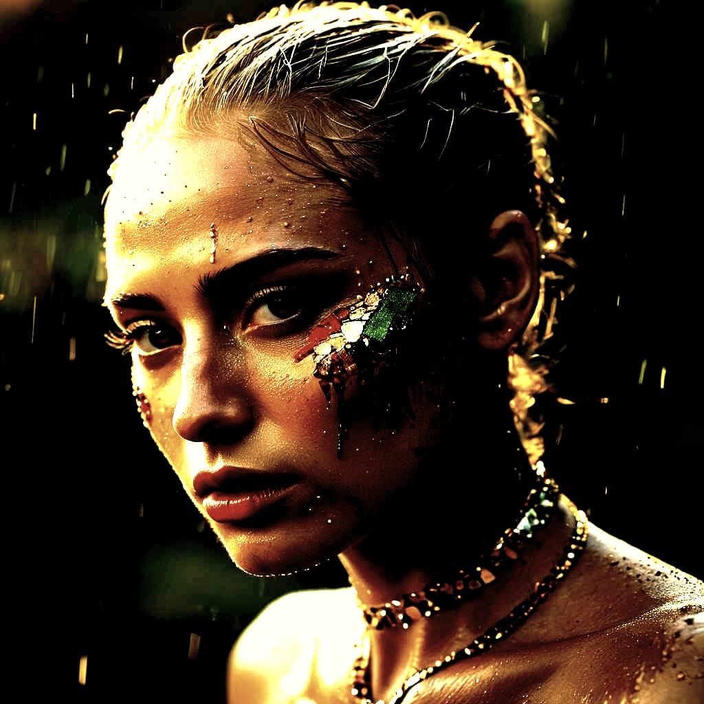 Dramatic Close-Up Portrait in Vivid Triadic Colors