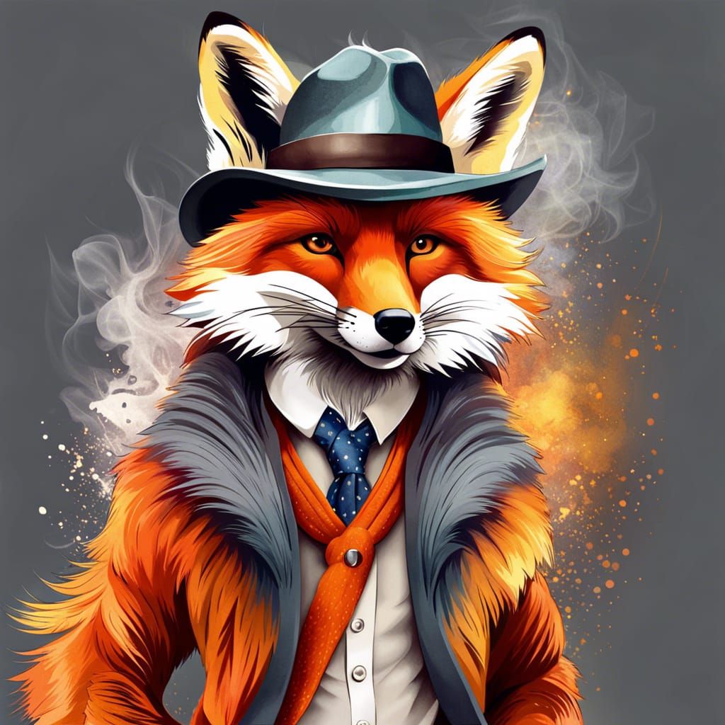 Trendy Furry Fox in Outlandish Hipster Fashion