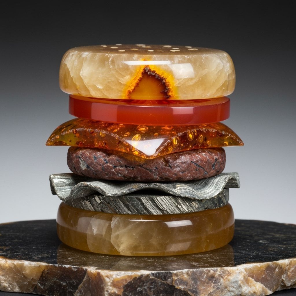 Crystal Burger Sculpture: Macro Still Life