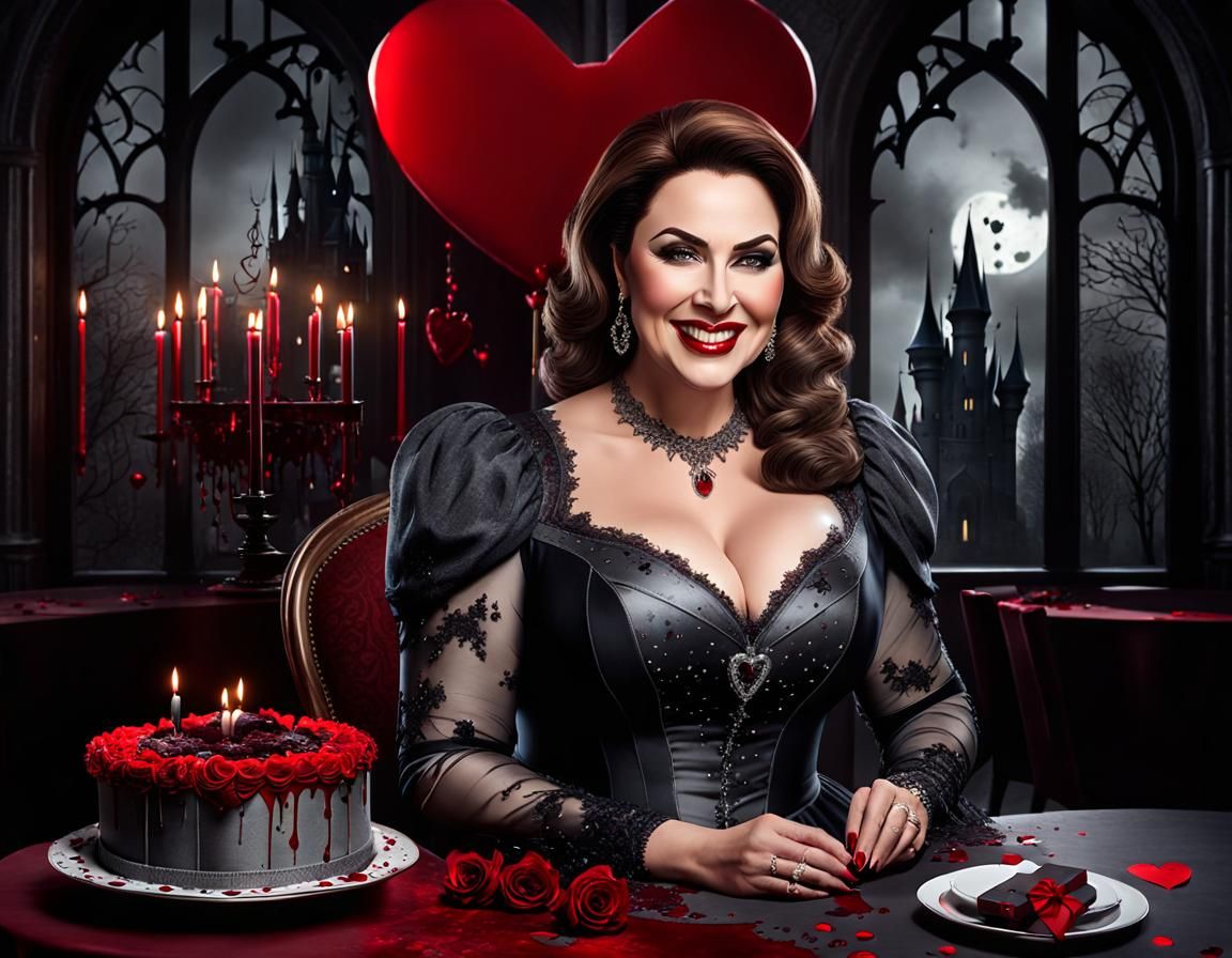 Gothic Horror Portrait of Woman with Scary Smile