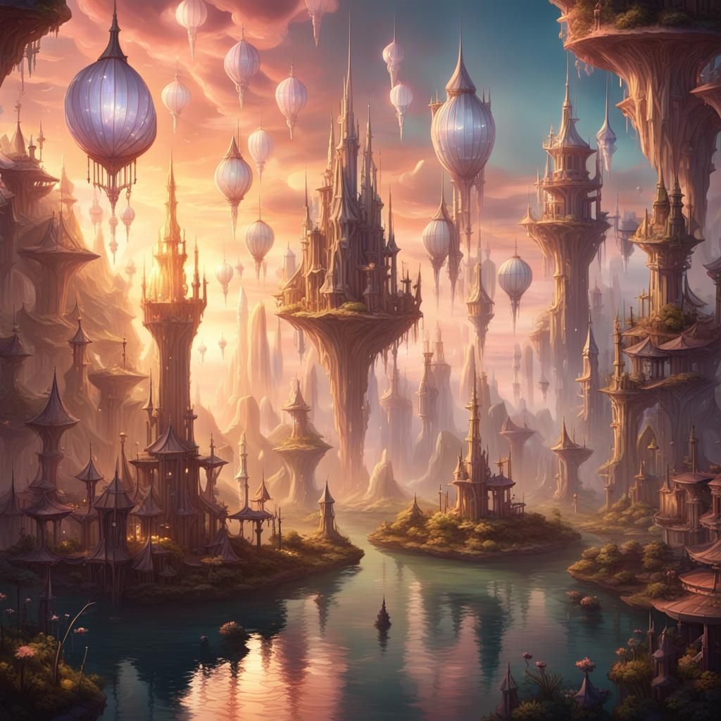 High Fantasy Utopia: Crystalline Spires and Airships