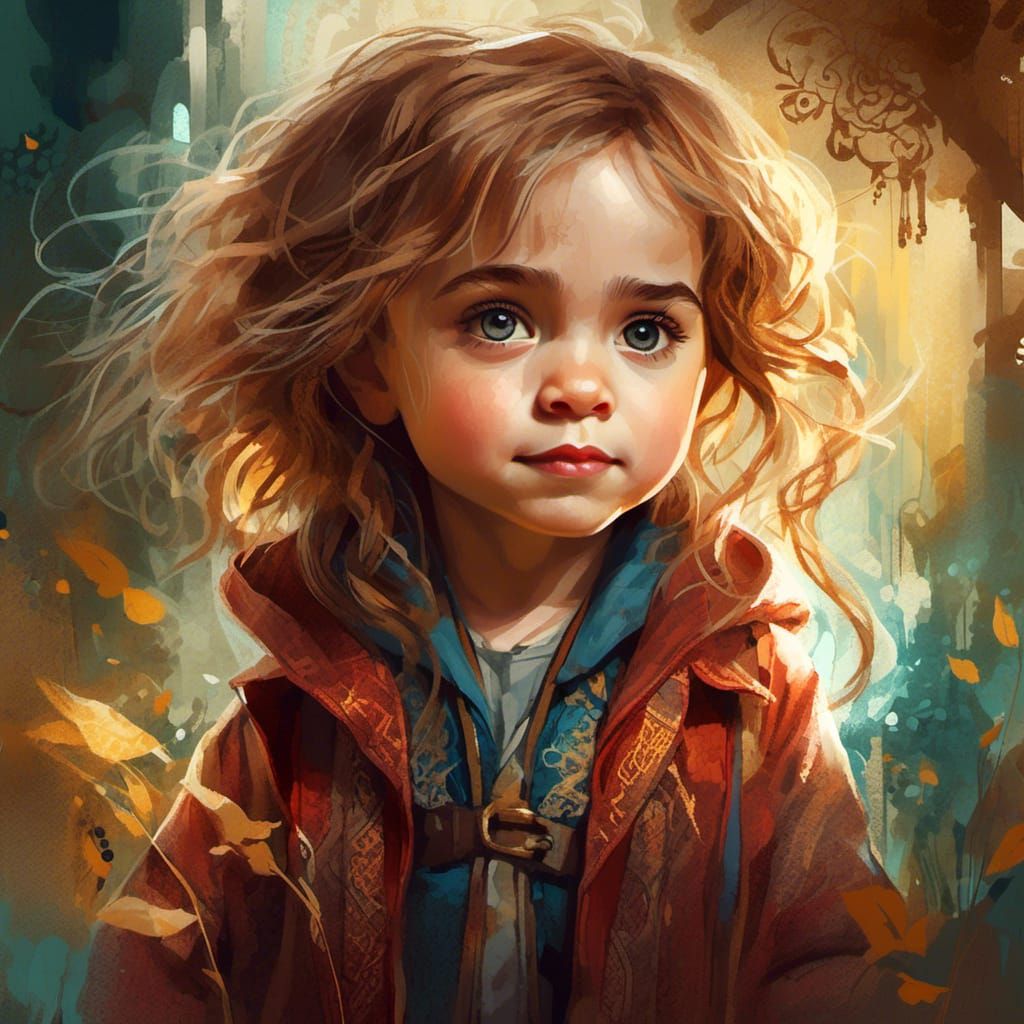 Chibi Baby Hermione Granger Portrait with Intricate Details