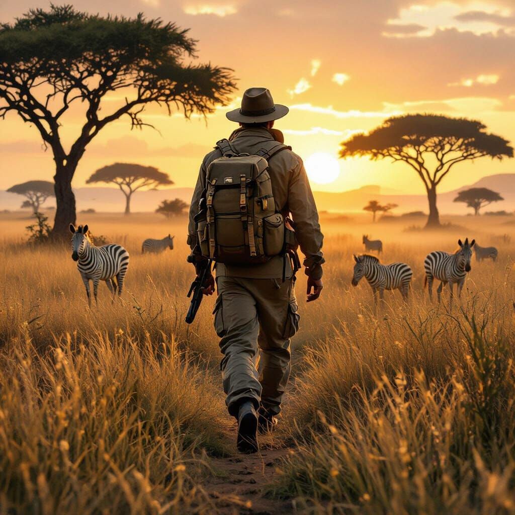 African Safari Sunrise with Zebras