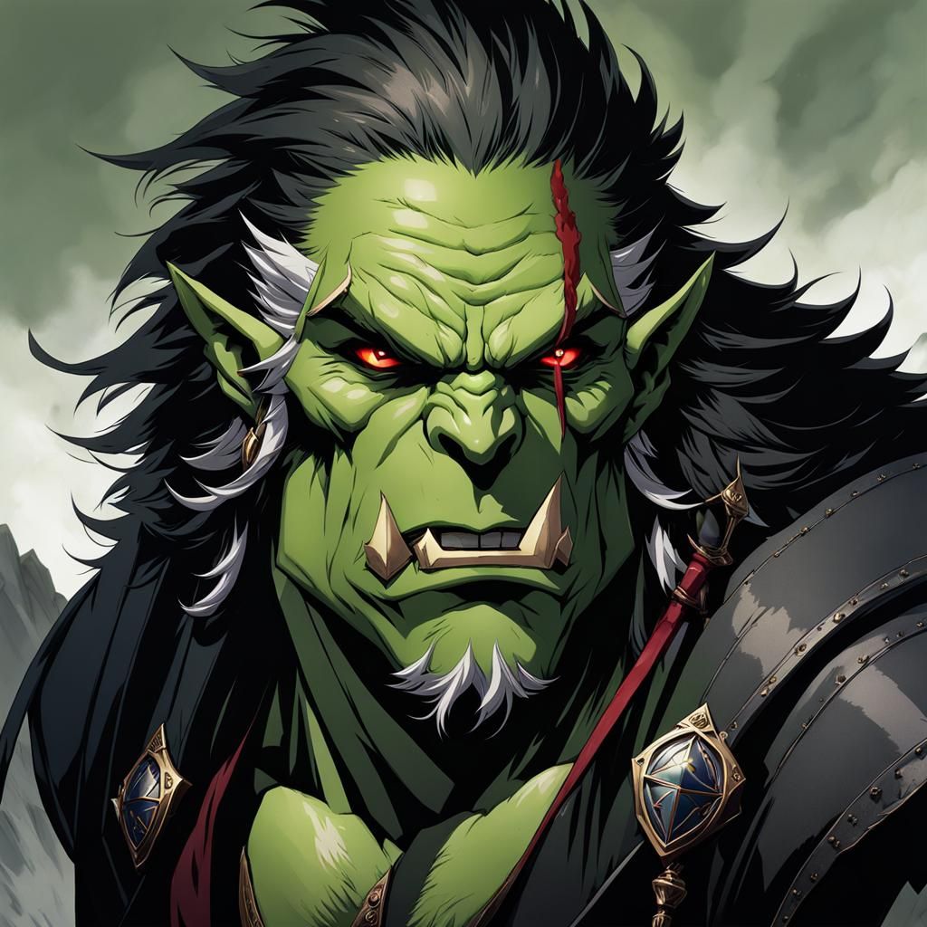 Half-Orc Portrait in Anime Style