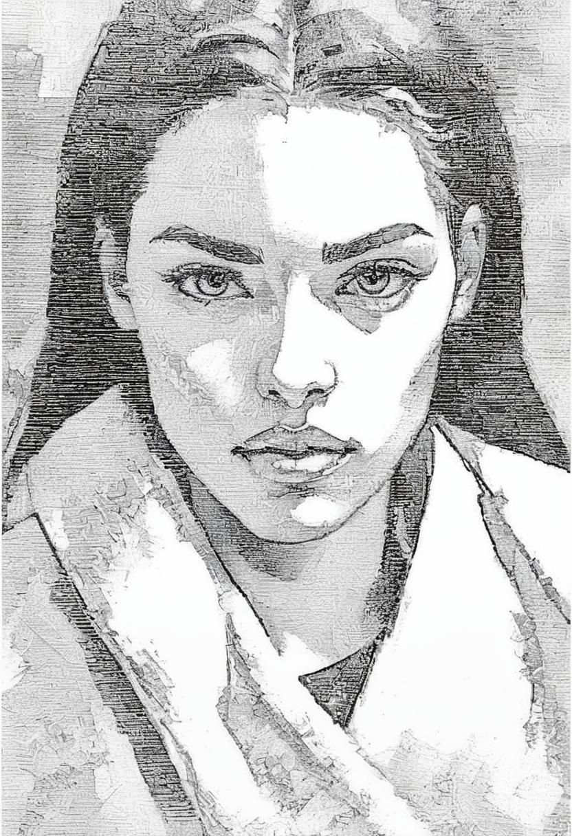 Cubist Portrait of Young Woman in Splash Art Style