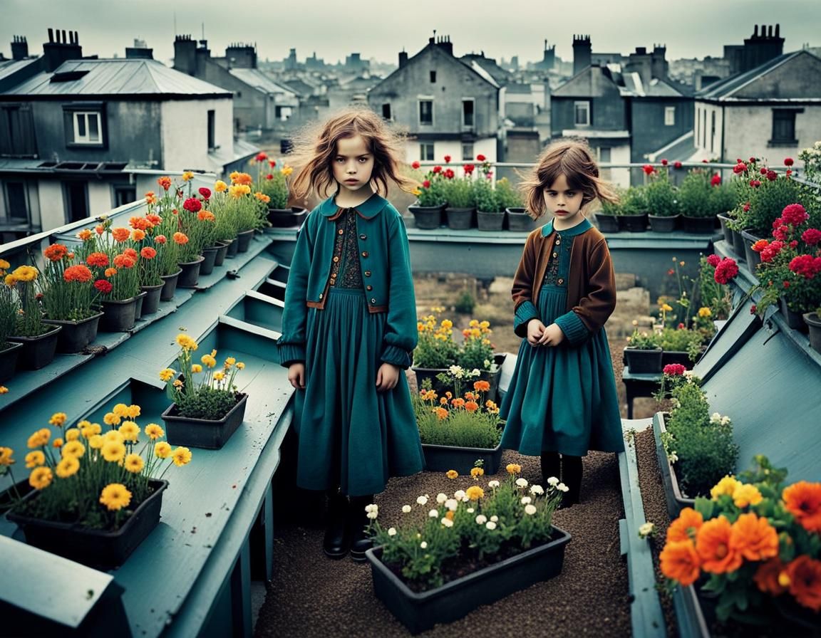 Children's Rooftop Garden, Intricate Fine Art Photography