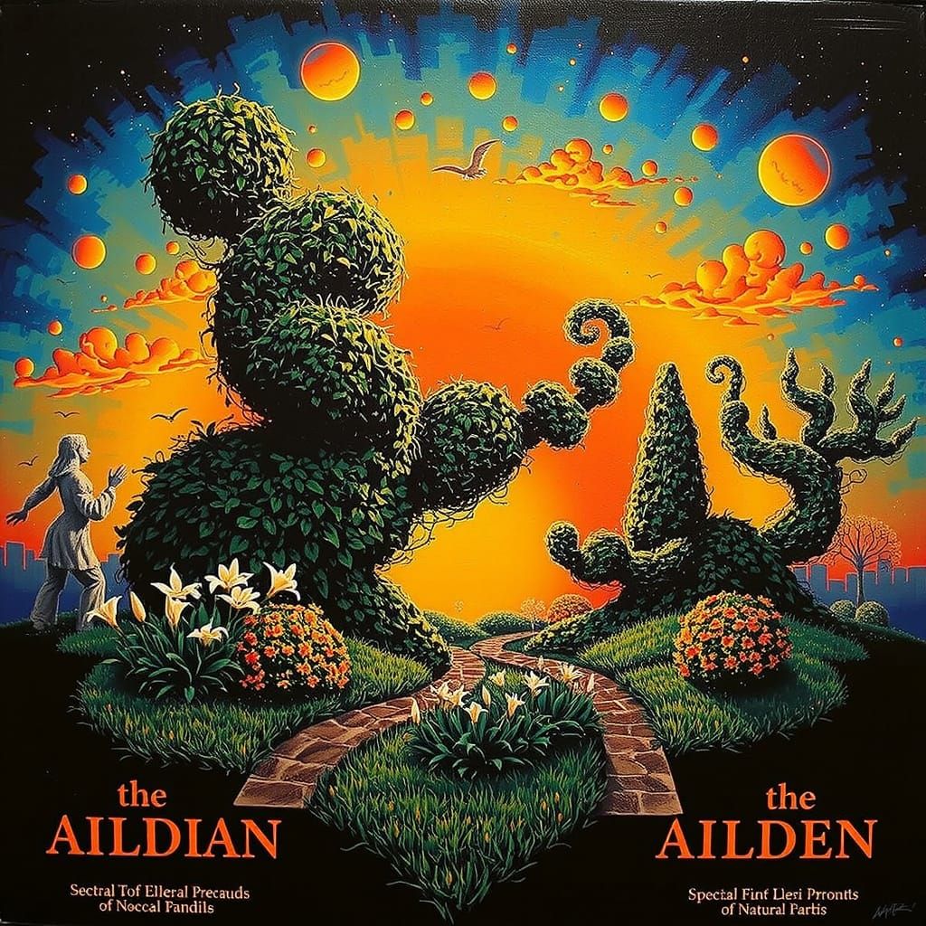 Overgrown Garden Path Maze with Lilies