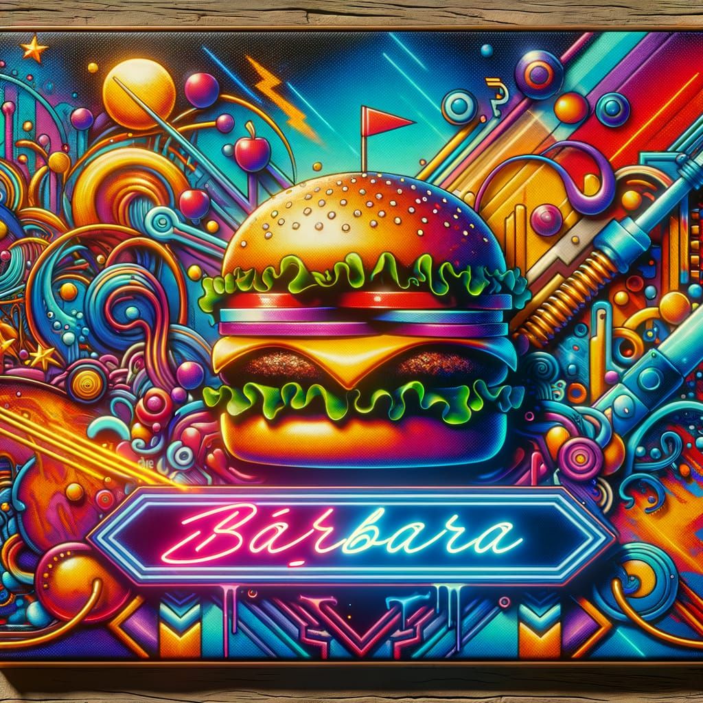 Graffiti Street Art Menu Cover with Neon Bárbara Burger