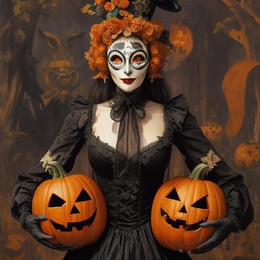 Surreal Halloween Scene in Soutine and Dix Style