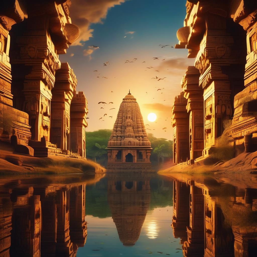 Ancient Indian City at Sunset in Digital Matte Painting