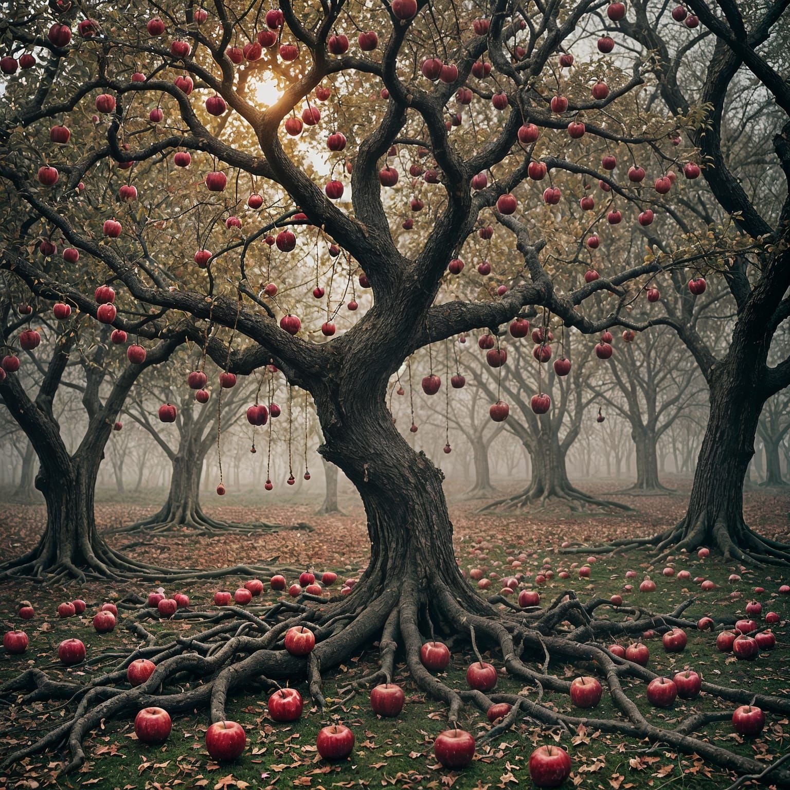 Gothic Melting Apple Tree With Falling Fruit