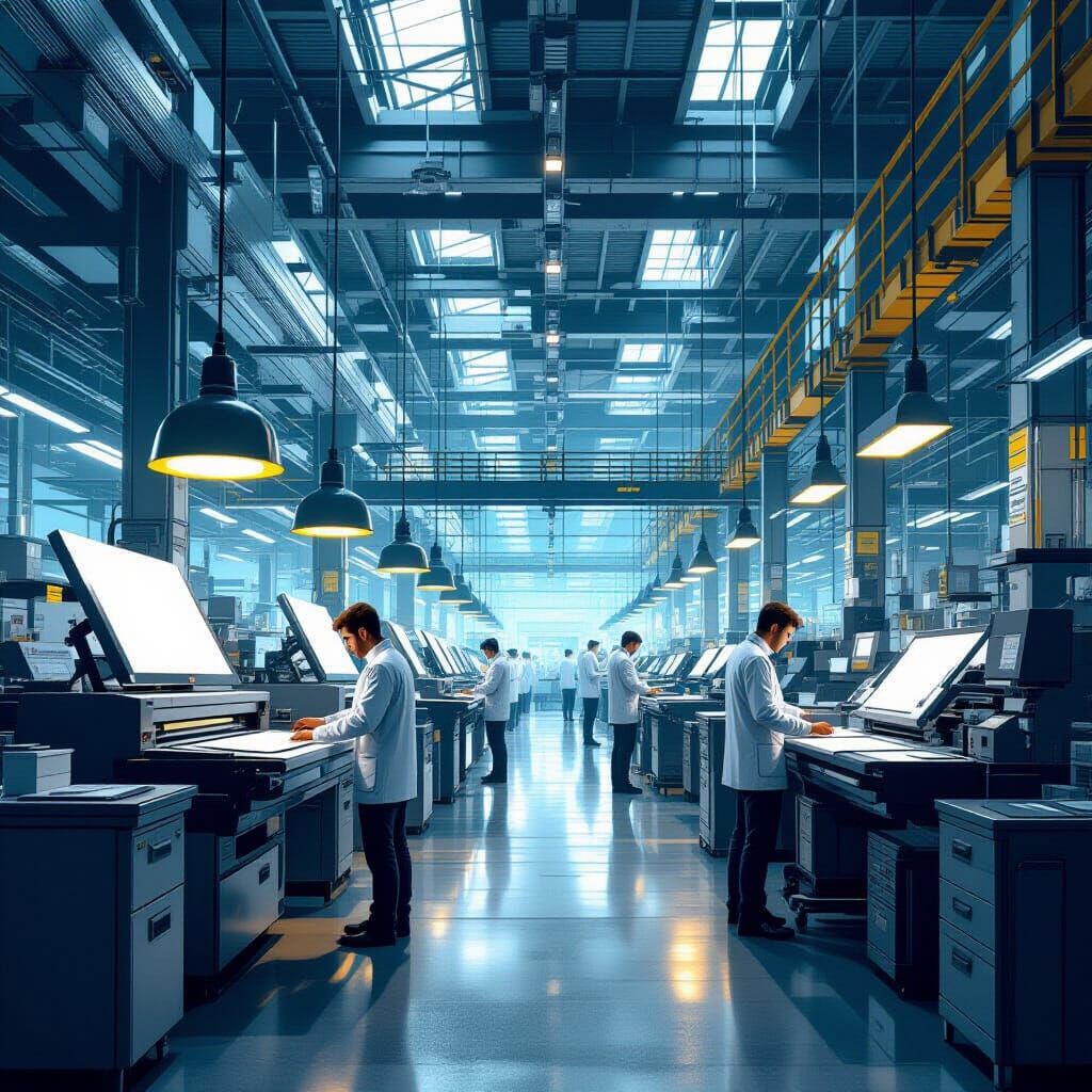 Modern Typography Factory in Digital Industrial Style