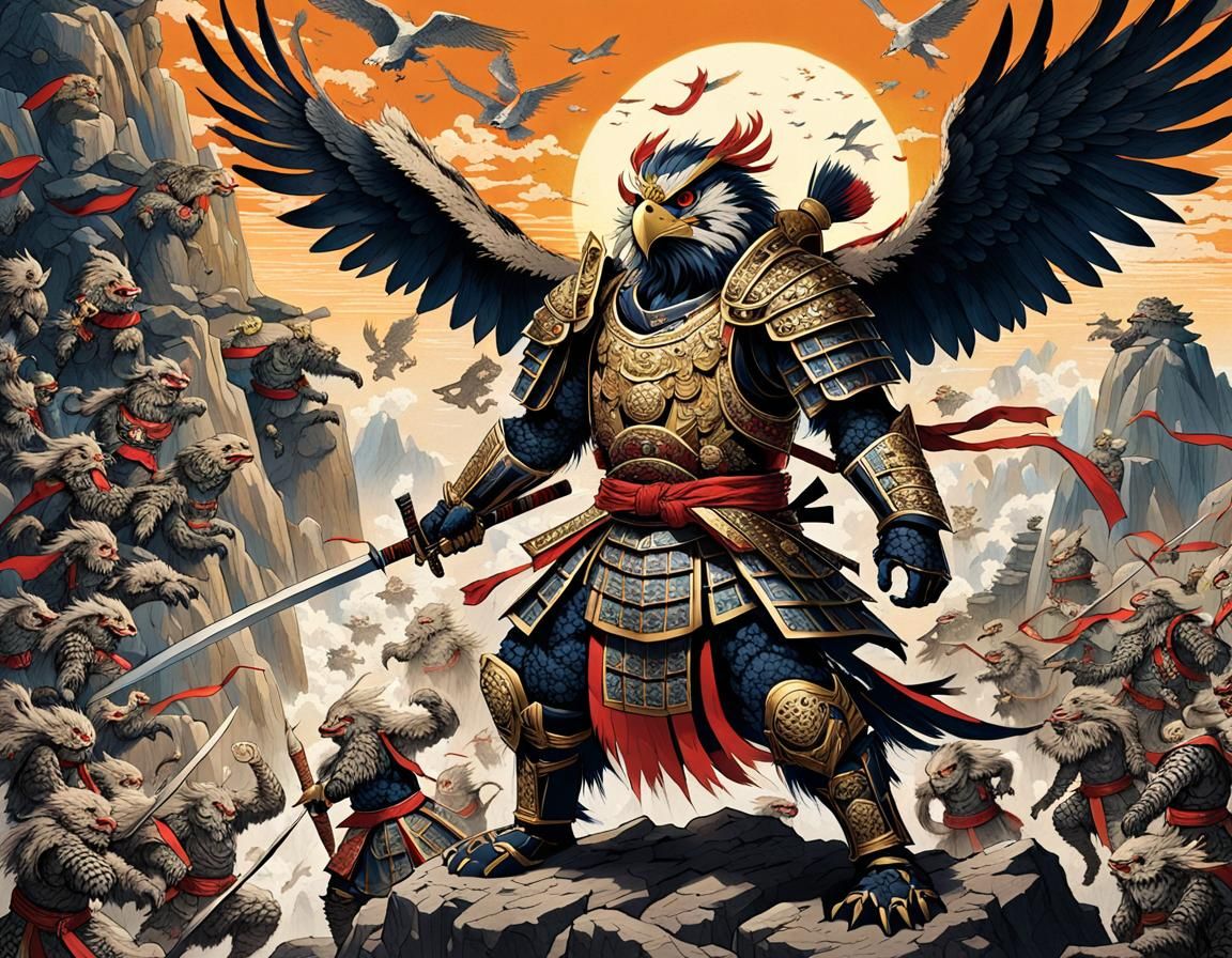 Momotarō's Epic Battle: A Japanese-Inspired War Scene