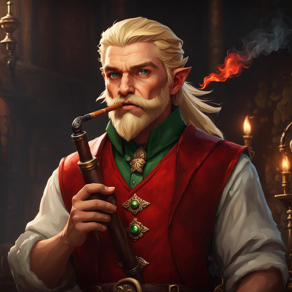 Halfling Druid Smoking Pipe: Dark Fantasy Concept Art