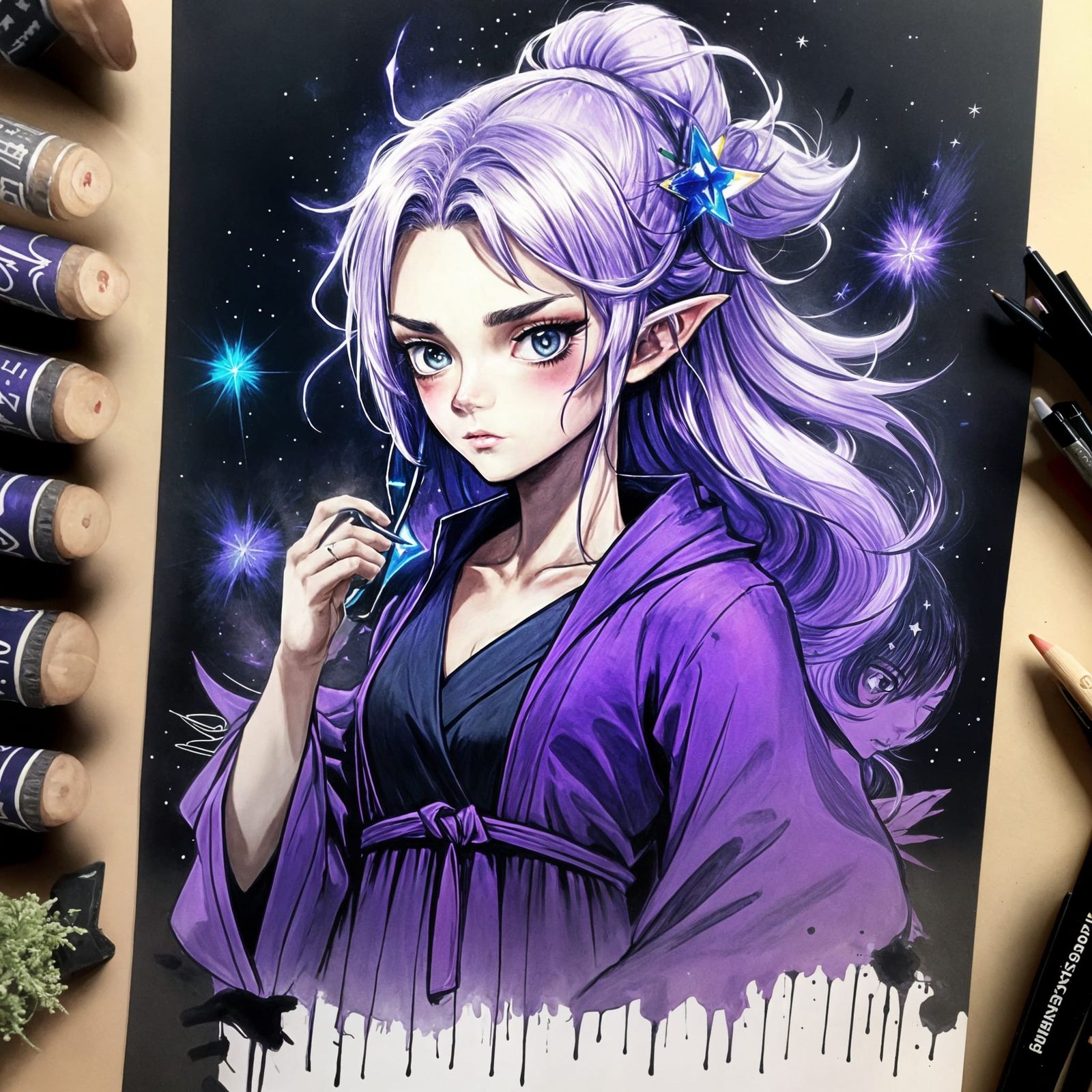 Whimsical Nordic Magician Casting Spell