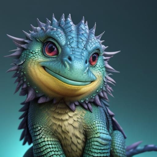 Adorable Fluffy Reptile: Pixar-Style Concept Art