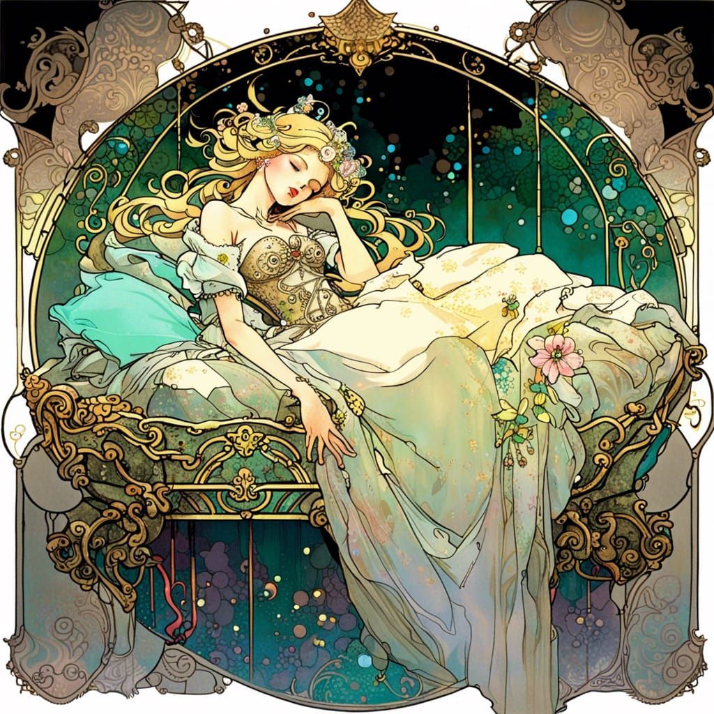 Sleeping Beauty's Dream in Dreamcore Fantasy Style