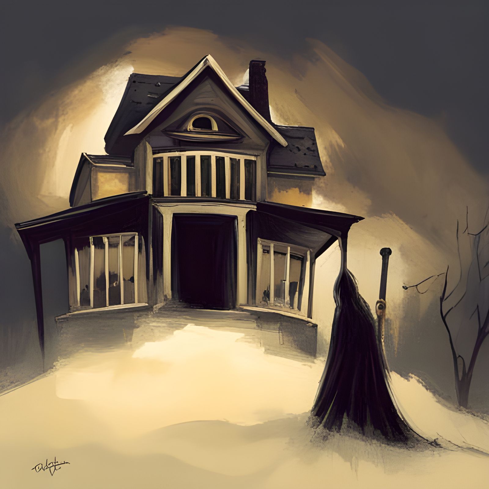 Sinister Haunted House in Dark Fantasy Style