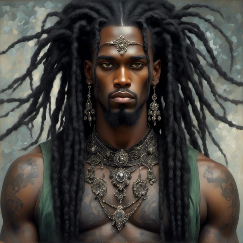 Gothic Victorian Man in Hazy Garden Portrait